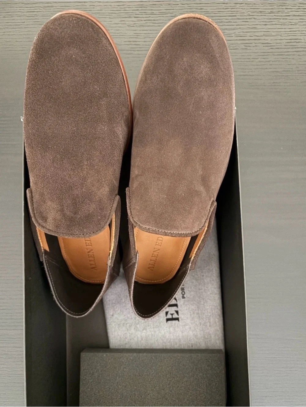 Allen Edmonds Dark Brown Suede Slip-On Loafers